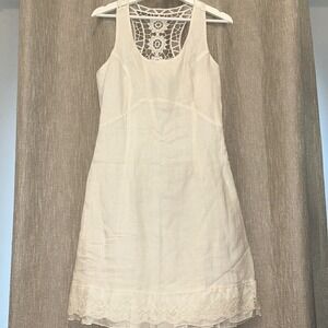 Lace Trim White Linen Cynthia Rowley Dress